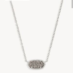 Elisa Silver Pendant Necklace in Platinum Drusy